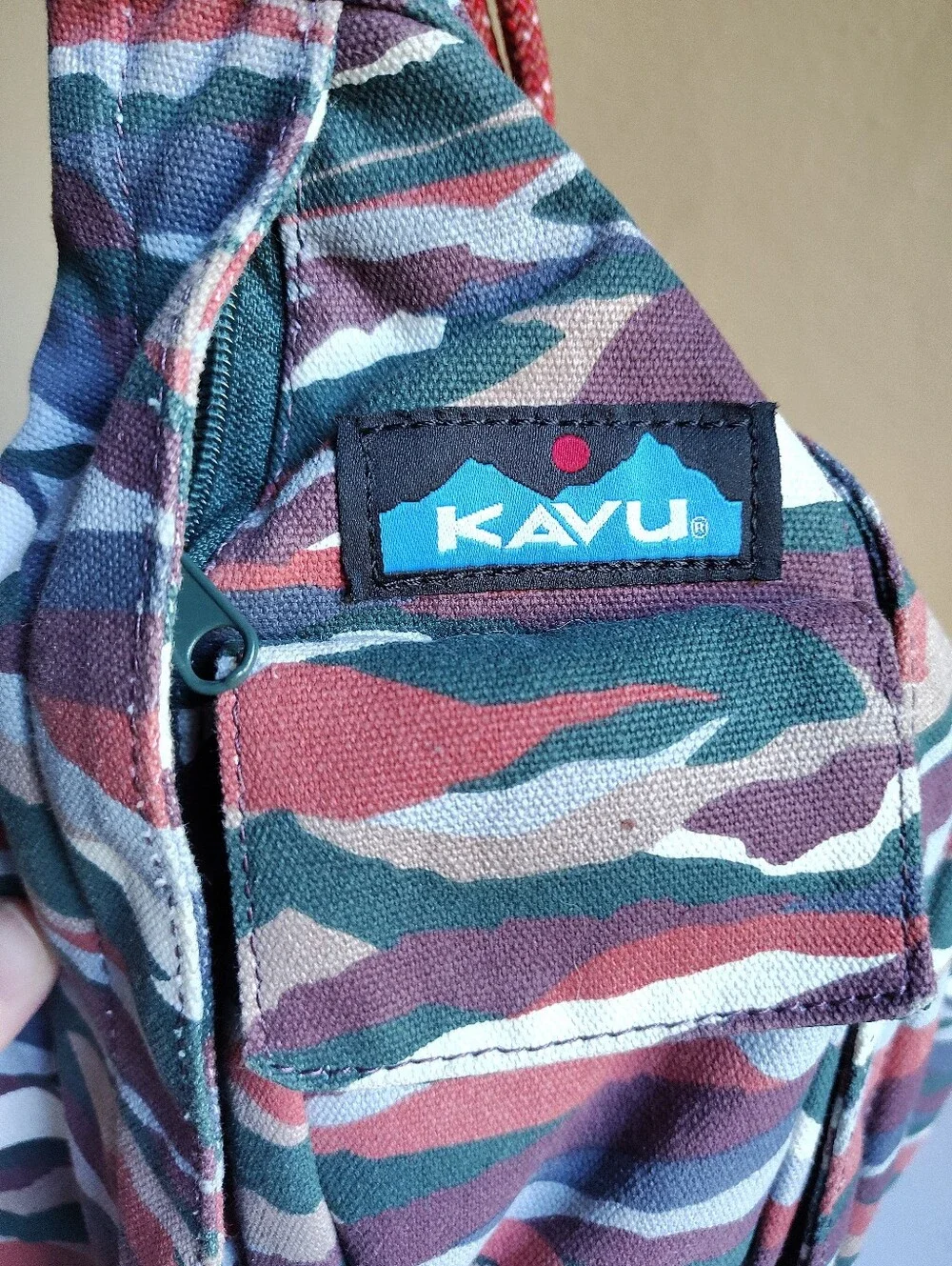 KAVU Rope Bag Sling Backpack Camo Canvas Crossbody Shoulder Pack 16.5